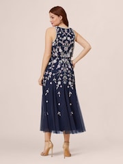 Adrianna Papell Blue Beaded Blouson Dress - Image 2 of 7