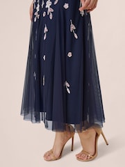 Adrianna Papell Blue Beaded Blouson Dress - Image 5 of 7