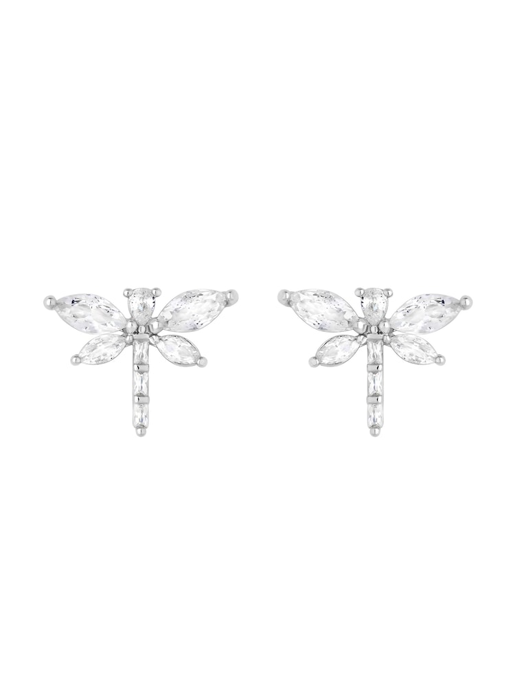 Jon Richard Silver Tone Cubic Zirconia Crystal Dragonfly Stud Earrings - Image 1 of 1
