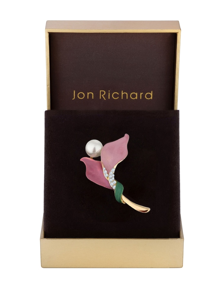 Jon Richard Gold Tone Gift Boxed Enamel Flower Brooch - Image 1 of 2