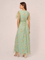 Adrianna Papell Green Embroidered Maxi Dress - Image 2 of 7