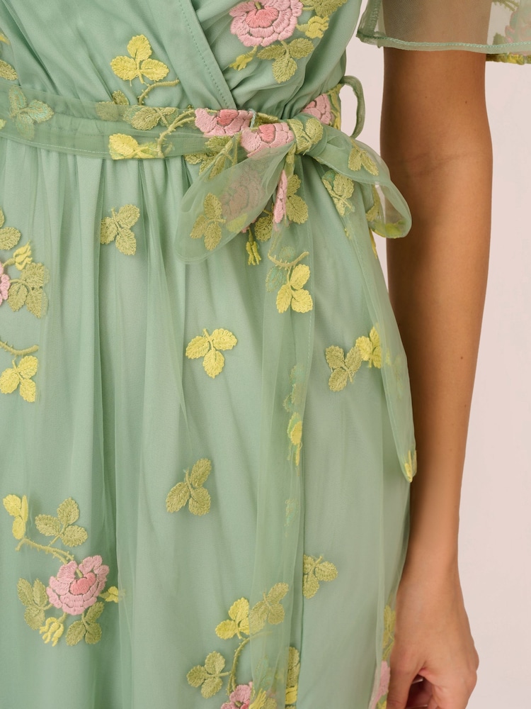 Adrianna Papell Green Embroidered Maxi Dress - Image 4 of 7