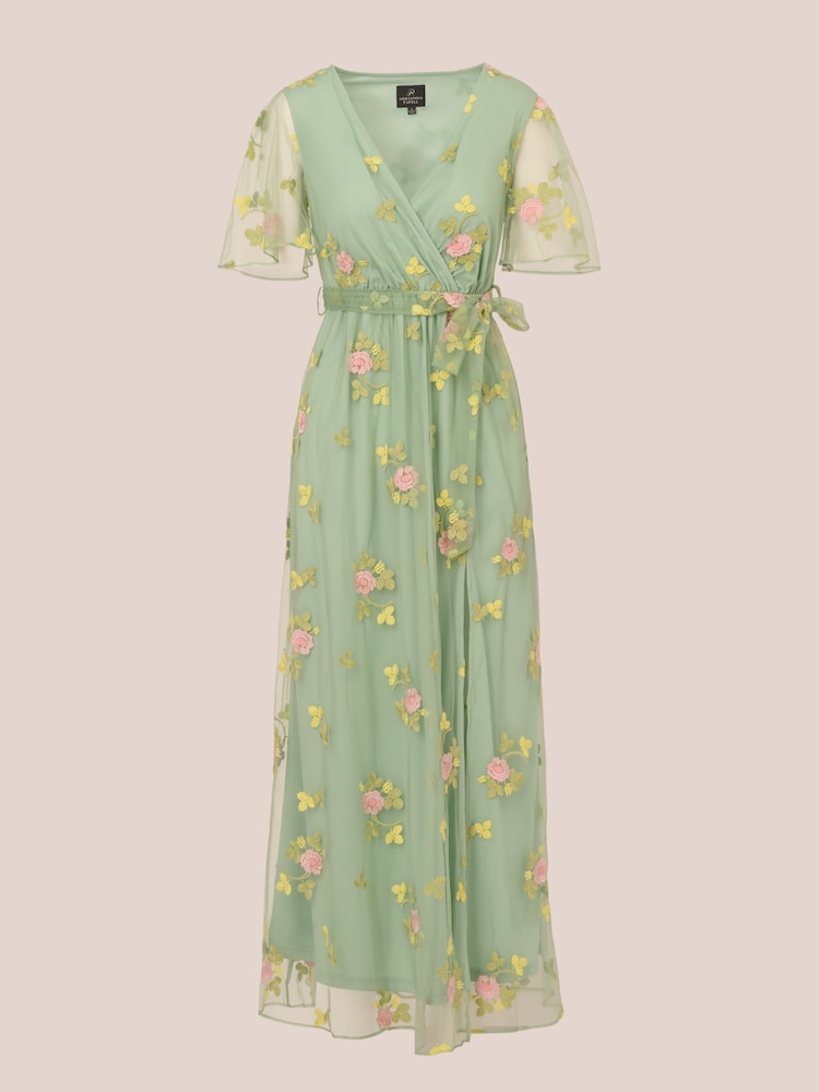 Adrianna Papell Green Embroidered Maxi Dress - Image 6 of 7