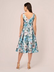 Adrianna Papell Blue Floral Jacquard Midi Dress - Image 1 of 7