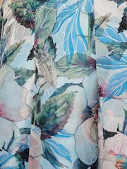Adrianna Papell Blue Floral Jacquard Midi Dress - Image 7 of 7