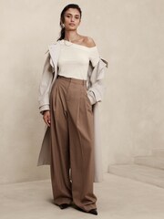 Banana Republic Cream Asymmetrical Wool-Blend Top - Image 3 of 4