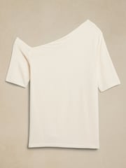 Banana Republic Cream Asymmetrical Wool-Blend Top - Image 4 of 4