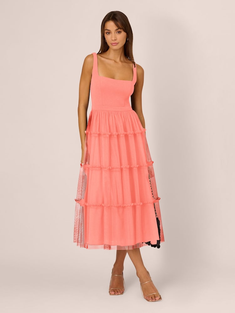 Adrianna By Adrianna Papell Knit And Mesh Midi Dress - Image 1 of 7
