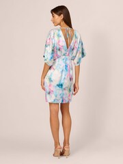 Adrianna Papell Blue Printed Sateen Kimono Dress - Image 3 of 8