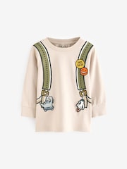 Natural 100% Cotton Long Sleeve Printed Backpack T-Shirt (3mths-7yrs) - Image 5 of 7