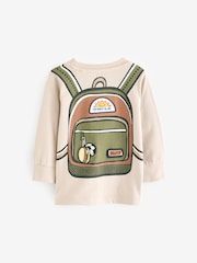 Natural 100% Cotton Long Sleeve Printed Backpack T-Shirt (3mths-7yrs) - Image 6 of 7