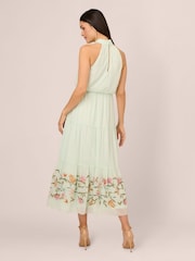 Adrianna Papell Green Bead Chiffon Halter Dress - Image 2 of 7