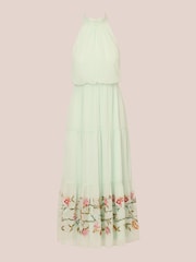 Adrianna Papell Green Bead Chiffon Halter Dress - Image 6 of 7