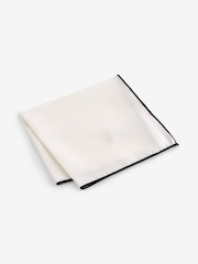 Black/White Textured Silk Lapel Pin And Pocket Square Set - Image 2 of 3