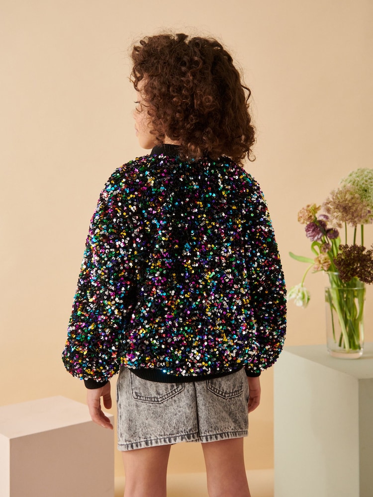 Multi Sequin Bomber Jacket (3-16yrs) - Image 2 of 7