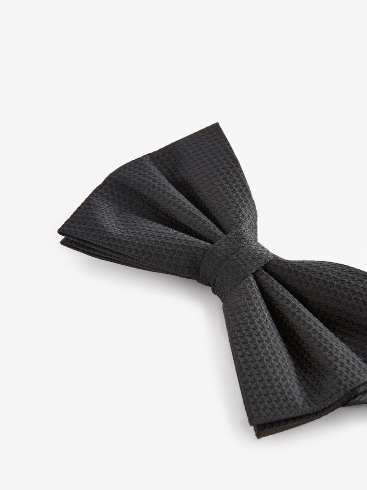 Black Textured Silk Bow Tie - Image 2 of 4