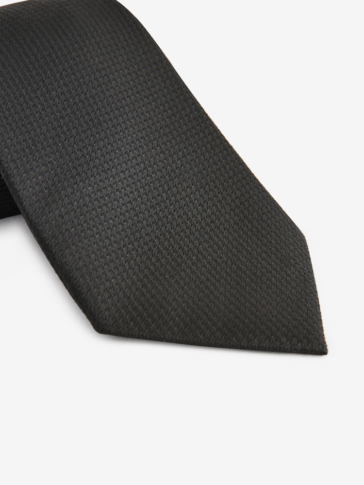Black Textured Silk Tie - Image 2 of 3
