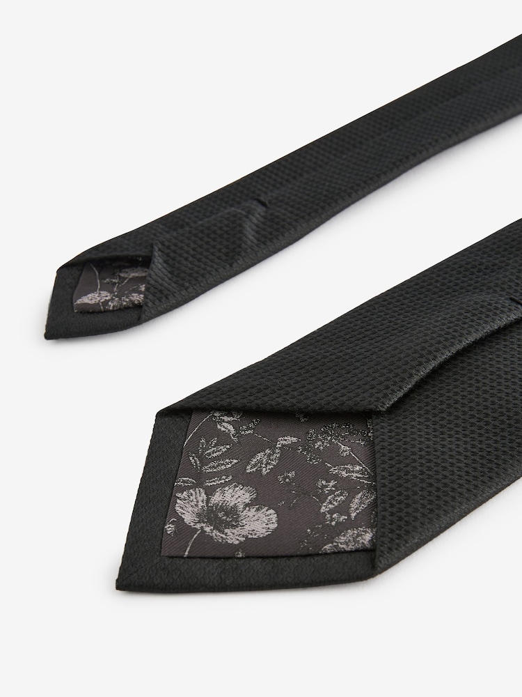 Black Textured Silk Tie - Image 3 of 3