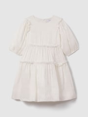 Reiss Ivory Tash 9-13 yrs Tiered Linen Blend Puff Sleeve Dress - Image 2 of 4