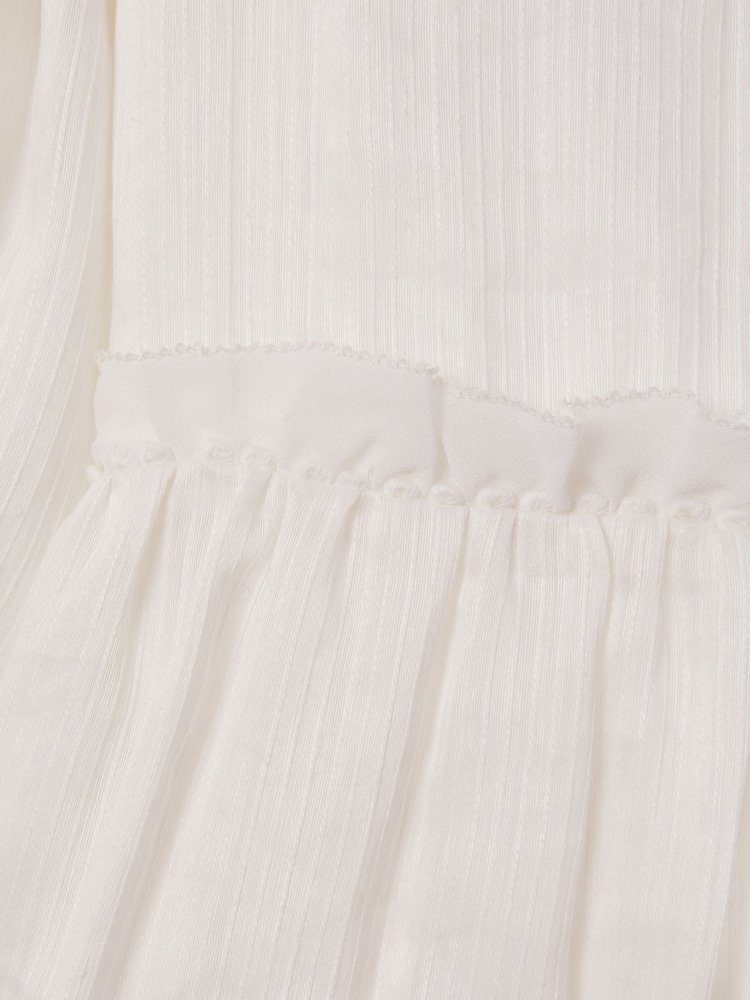 Reiss Ivory Tash 9-13 yrs Tiered Linen Blend Puff Sleeve Dress - Image 4 of 4 Reiss Ivory Tash 9-13 yrs Tiered Linen Blend Puff Sleeve Dress - Image 4 of 4