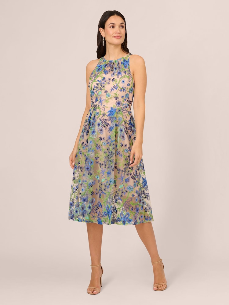 Adrianna Papell Besticktes, ausgestelltes Kleid, Blau - Bild 1 von 7