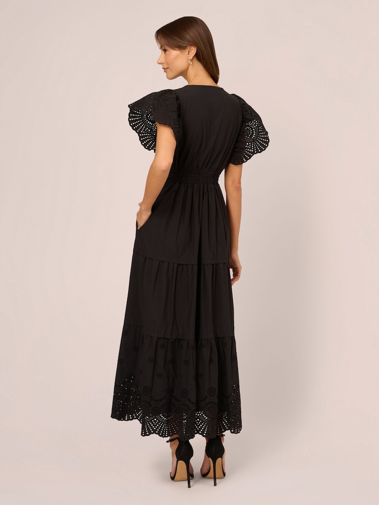 Adrianna Papell 100% Cotton Eyelet Black Dress - Image 2 of 7