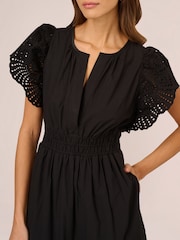 Adrianna Papell 100% Cotton Eyelet Black Dress - Image 4 of 7
