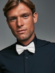 White Textured Bow Tie - Image 2 of 6