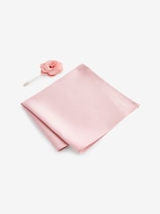 Icy Pink Textured Silk Lapel Pin And Pocket Square Set - Image 1 of 3