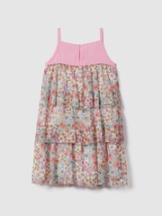Reiss Pink Print Leela 4-9 yrs Floral Print Tiered Dress - Image 4 of 5