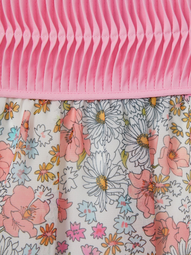 Reiss Pink Print Leela 4-9 yrs Floral Print Tiered Dress - Image 5 of 5