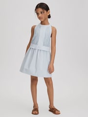 Reiss Blue Eden 9-13 yrs Embroidered Halter Neck Dress - Image 1 of 4