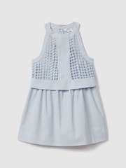 Reiss Blue Eden 9-13 yrs Embroidered Halter Neck Dress - Image 2 of 4