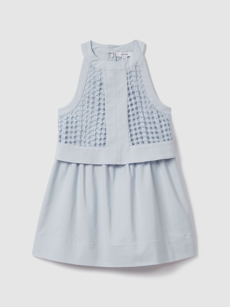Reiss Blue Eden 9-13 yrs Embroidered Halter Neck Dress - Image 2 of 4