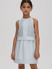 Reiss Blue Eden 9-13 yrs Embroidered Halter Neck Dress - Image 3 of 4