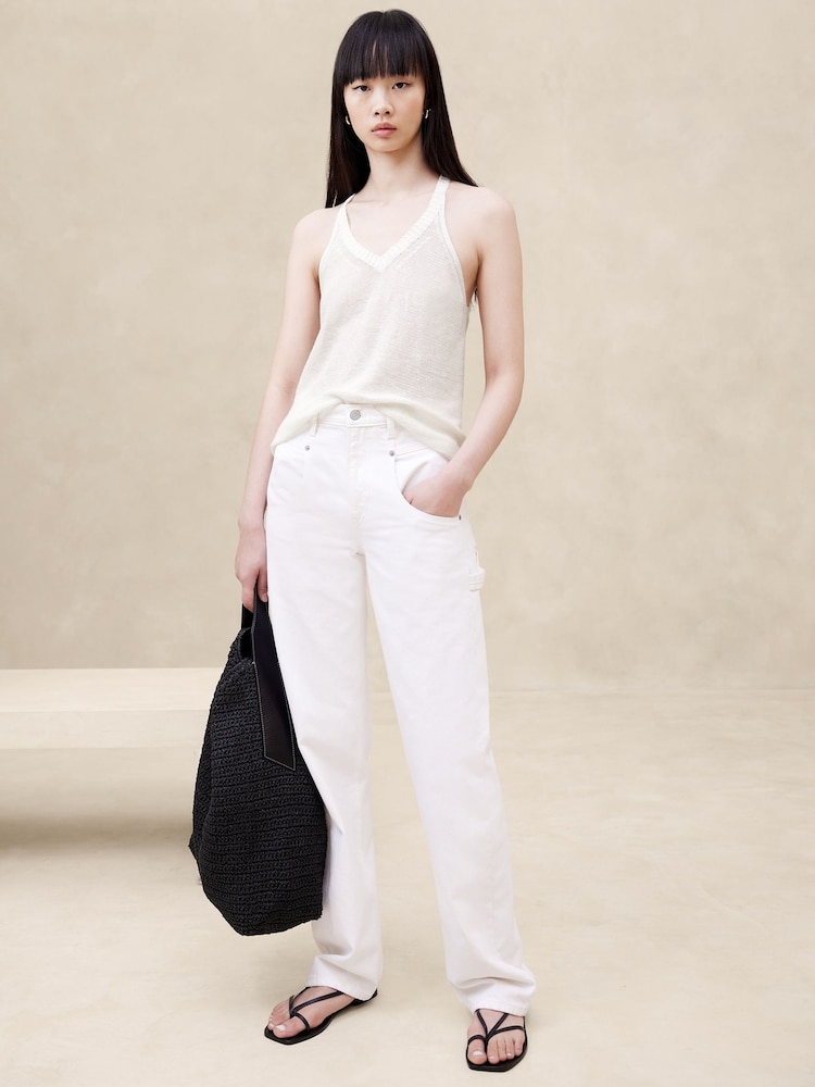 Banana Republic White Teia Linen Tank Top - Image 1 of 4 Banana Republic White Teia Linen Tank Top - Image 1 of 4