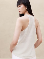 Banana Republic White Teia Linen Tank Top - Image 2 of 4