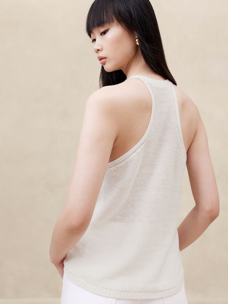 Banana Republic White Teia Linen Tank Top - Image 2 of 4 Banana Republic White Teia Linen Tank Top - Image 2 of 4