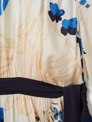 Reiss Navy/Blue Sasha Printed Side Tie Mini Dress - Image 6 of 6