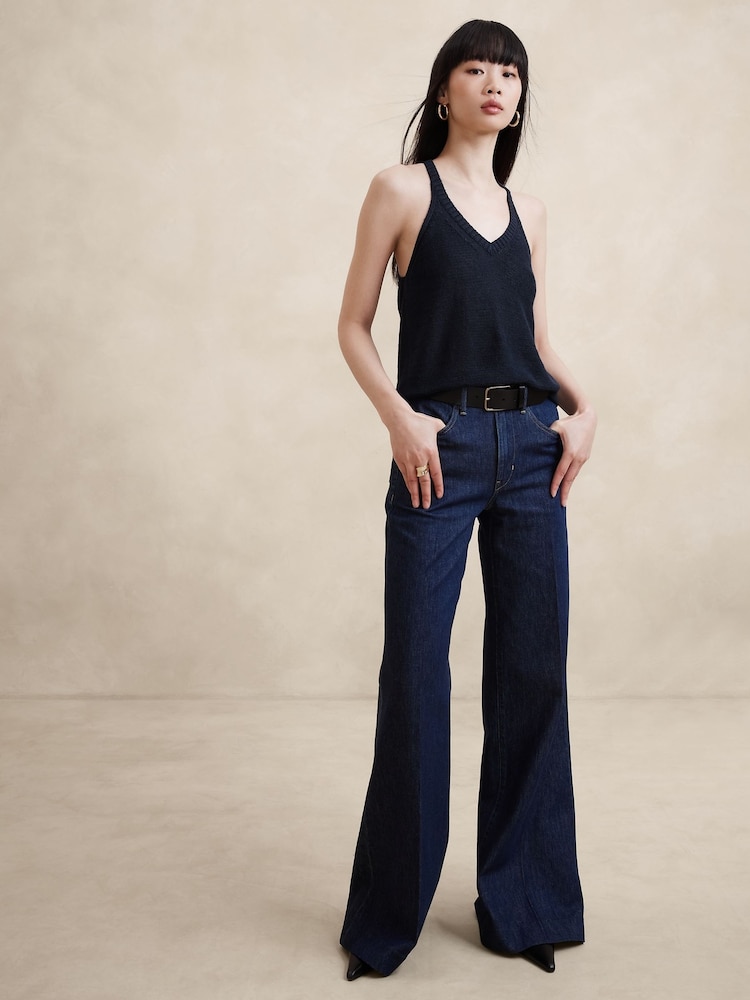 Banana Republic Navy/Blue Teia Linen Tank Top - Image 1 of 1 Banana Republic Navy/Blue Teia Linen Tank Top - Image 1 of 1