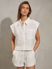Reiss White Nia Cotton Embroidered Shirt - Image 1 of 6