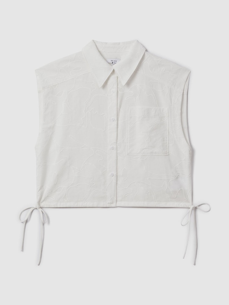 Reiss White Nia Cotton Embroidered Shirt - Image 2 of 6