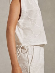 Reiss White Nia Cotton Embroidered Shirt - Image 3 of 6