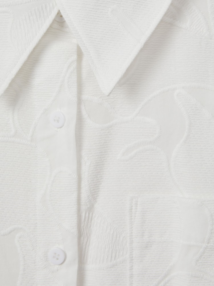 Reiss White Nia Cotton Embroidered Shirt - Image 6 of 6