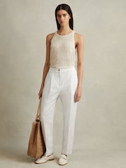 Reiss White Farrah Tapered Suit Trousers with TENCEL™ Fibers - Image 1 of 5