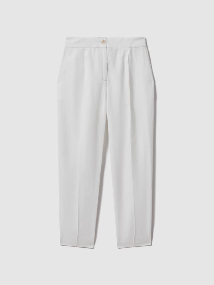 Reiss White Farrah Tapered Suit Trousers with TENCEL™ Fibers - Image 2 of 5