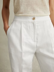 Reiss White Farrah Tapered Suit Trousers with TENCEL™ Fibers - Image 3 of 5