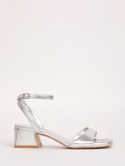 Simply Be Silver Wide Fit Barely There On Low Block Heels - Image 4 of 6