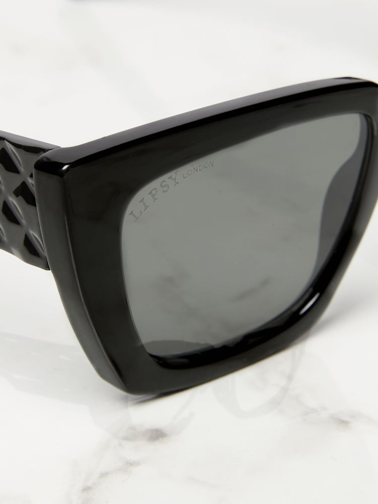 Lipsy Black Oversized Quilted Sunglasses - Image 4 of 4