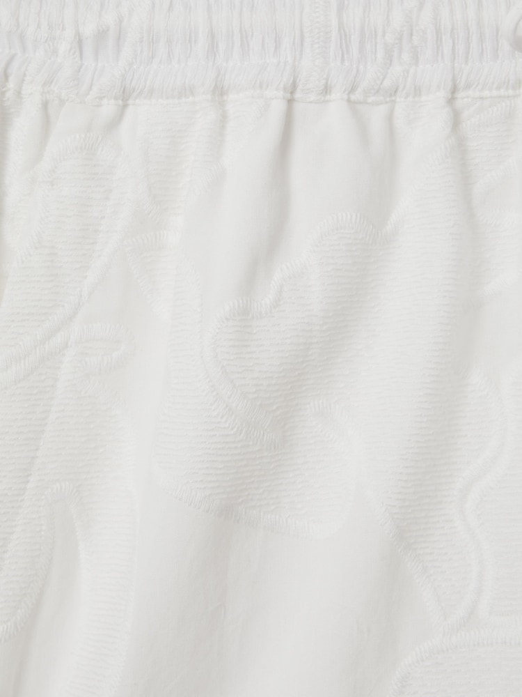 Reiss White Nia Cotton Embroidered Drawstring Shorts - Image 6 of 6